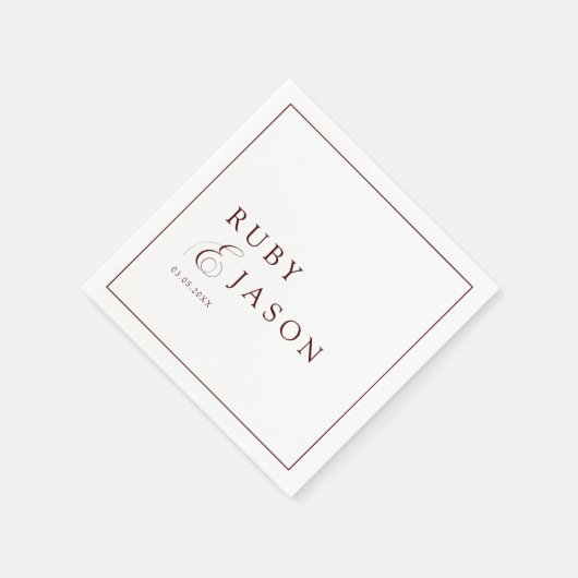 Elegant Royal Burgundy & White Script Wedding Servet (Hoek)