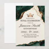 Elegant Royal Celebration Green And Gold Birthday Kaart (Voorkant / Achterkant)