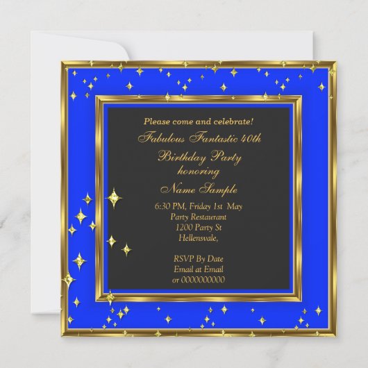 Elegant Royal Cobalt Blue Gold Photo Birthday Kaart (Achterkant)