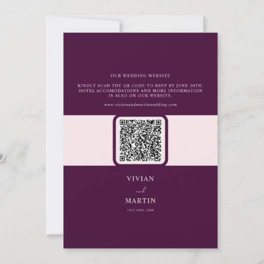 Elegant Royal Crimson Wedding All-in-One QR Kaart (Achterkant)