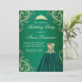Elegant Royal Decorative Green en Gold Birthday Kaart (Staand voorkant)