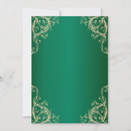 Elegant Royal Decorative Green en Gold Birthday Kaart (Achterkant)