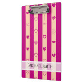 Elegant Royal Fuchsia Stripe Modern Heart Pattern Klembord (Links)