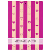 Elegant Royal Fuchsia Stripe Modern Heart Pattern Klembord (Achterkant)