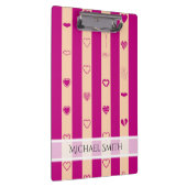 Elegant Royal Fuchsia Stripe Modern Heart Pattern Klembord (Rechts)