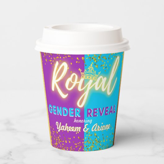Elegant Royal Gender onthullen Paarse & Blauw Papieren Bekers (Achterkant)