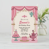 Elegant Royal Girls Tea Party Birthday Kaart (Staand voorkant)