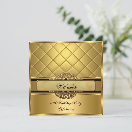 Elegant Royal Gold Birthday Party Kaart (Staand voorkant)