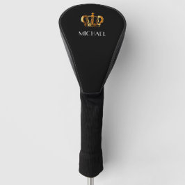 Elegant Royal Gold Crown Name Black Golfheadcover