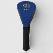 Elegant Royal Gold Crown Name Blue Golfheadcover (Voorkant)