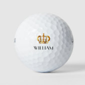 Elegant Royal Gold Crown Name Golfballen (Voorkant)