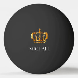 Elegant Royal Gold Crown Name Ping Pong Ball