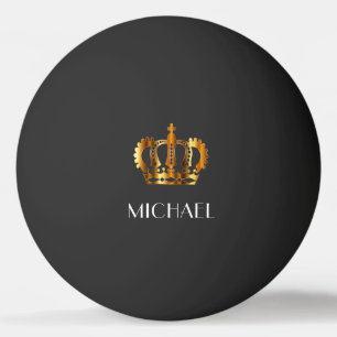 Elegant Royal Gold Crown Name Ping Pong Ball
