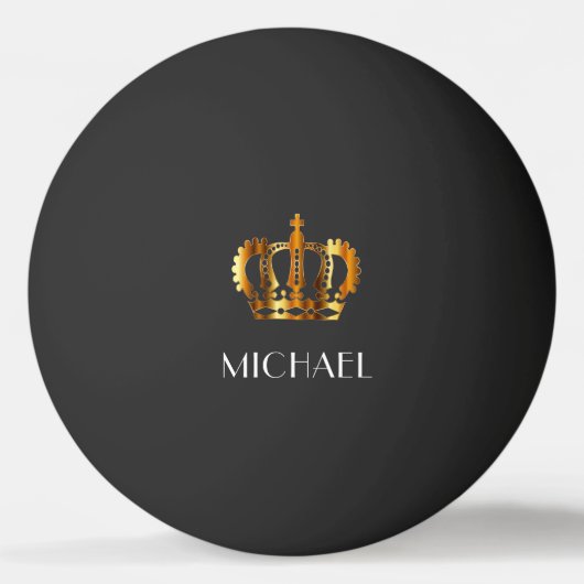 Elegant Royal Gold Crown Name Ping Pong Ball (Achterkant)