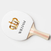 Elegant Royal Gold Crown Name White Tafeltennisbatje (Zijkant)