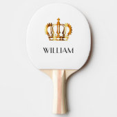 Elegant Royal Gold Crown Name White Tafeltennisbatje (Voorkant)