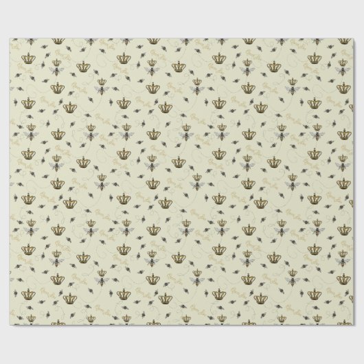 Elegant Royal Gold Crown Queen Bee Cadeaupapier (Vlak)