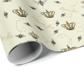 Elegant Royal Gold Crown Queen Bee Cadeaupapier (Rol Hoek)