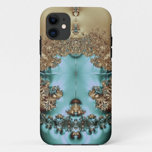 Elegant Royal Gold en Aqua Hoesje-Mate iPhone Case (Achterkant)