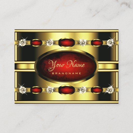 Elegant Royal Gold en Red Marble met diamanten Visitekaartje (Voorkant)