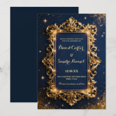 Elegant Royal Gold & Navy Blue Modern Wedding Save The Date (Voorkant / Achterkant)