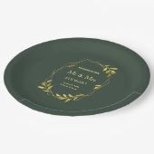 Elegant Royal Green Minimalist Botanical Wedding Papieren Bordje (Gekanteld)