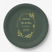 Elegant Royal Green Minimalist Botanical Wedding Papieren Bordje (Voorkant)