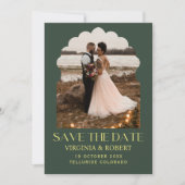 Elegant Royal Green Save the Date Photo Wedding Kaart (Voorkant)