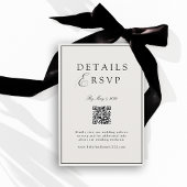 Elegant Royal Ivory & Black QR Code Wedding RSVP  Informatiekaartje