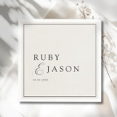 Elegant Royal Ivory Black Script Wedding Servet