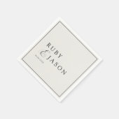 Elegant Royal Ivory Black  Script Wedding Servet (Hoek)