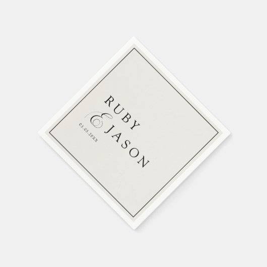 Elegant Royal Ivory Black Script Wedding Servet (Hoek)