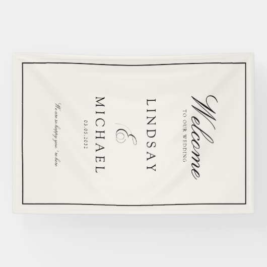 Elegant Royal Ivory & Black Wedding Spandoek (Horizontaal)