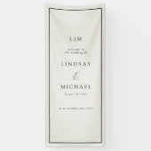 Elegant Royal Ivory Monogram Wedding  Banner (Verticaal)