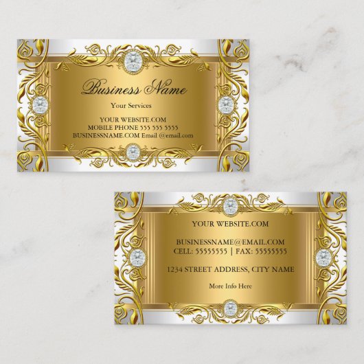 Elegant  Royal Jewel Wit Gouden Gouden Blad Visitekaartje (Voorkant / Achterkant)