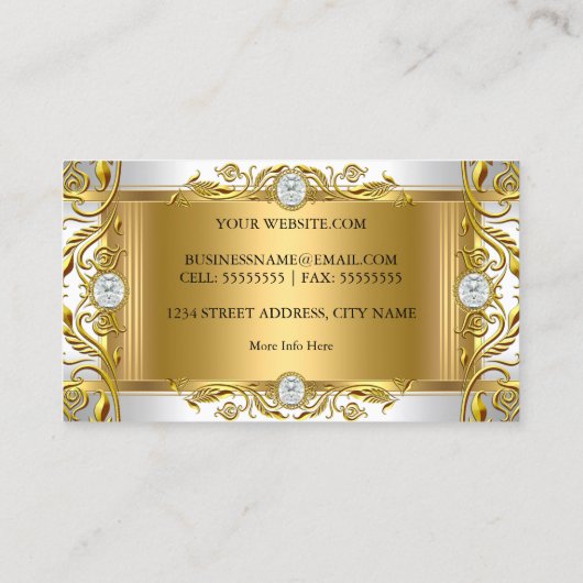 Elegant Royal Jewel Wit Gouden Gouden Blad Visitekaartje (Achterkant)
