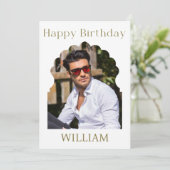 Elegant Royal Minimalist Modern Photo Birthday Kaart (Staand voorkant)