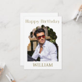 Elegant Royal Minimalist Modern Photo Birthday Kaart (Voorkant / Achterkant in situ)