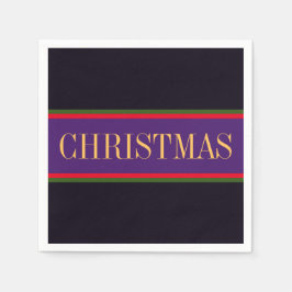 Elegant Royal Paars Black CHRISTMAS Stripes Servet