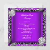 Elegant Royal Paars Black Silver Birthday Party Kaart (Achterkant)