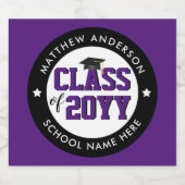 Elegant Royal Paars Class of 2023 Afstuderen Bier Etiket (Enkel label)