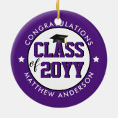 Elegant Royal Paars Class of 2023 Afstuderen Keramisch Ornament (Achterkant)