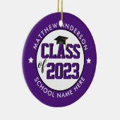 Elegant Royal Paars Class of 2023 Afstuderen Keramisch Ornament (Rechts)