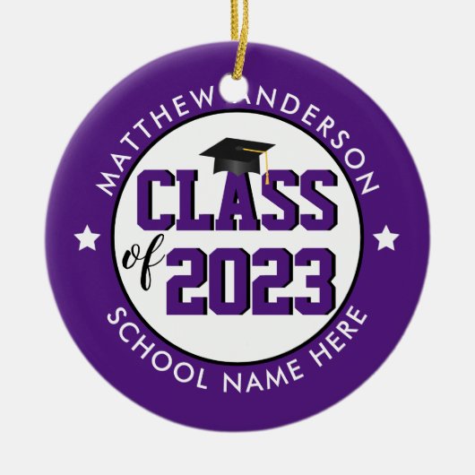 Elegant Royal Paars Class of 2023 Afstuderen Keramisch Ornament (Voorkant)