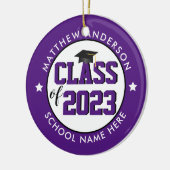 Elegant Royal Paars Class of 2023 Afstuderen Keramisch Ornament (Links)