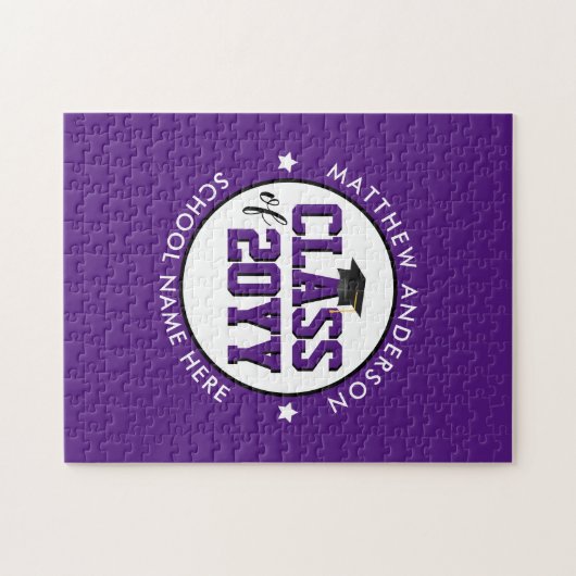 Elegant Royal Paars Class of 2023 Afstuderen Legpuzzel (Horizontaal)