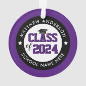 Elegant Royal Paars Class of 2023 Afstuderen Ornament (achterkant)