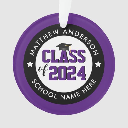 Elegant Royal Paars Class of 2023 Afstuderen Ornament (voorkant)