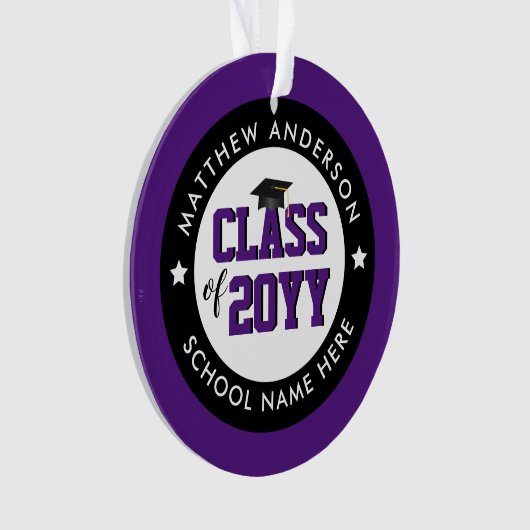 Elegant Royal Paars Class of 2023 Afstuderen Ornament (voorkant)