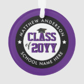 Elegant Royal Paars Class of 2023 Afstuderen Ornament (achterkant)